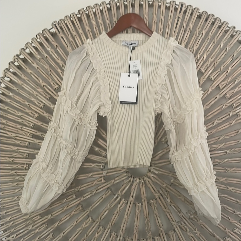En Saison Cream Blouse Chic Top